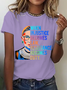 Damen Textbriefe Kurzarm T-Shirts T-Shirt Rundhals Lässig Sommer Oberteile