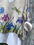 Damen Geblümt Langarm Bluse Frühling/Herbst Print V-Ausschnitt Täglich Lässig Oberteile