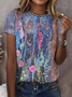 Damen Geblümt Kurzarm T-Shirts T-Shirt Rundhals Print Lässig Sommer T-Shirt mit Grafik Oberteile