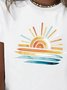 Damen Sonne Kurzarm T-Shirts T-Shirt Rundhals Lässig Sommer Oberteile