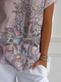 Damen Paisley Kurzarm T-Shirts T-Shirt V-Ausschnitt Lässig Sommer Oberteile