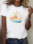Damen Sonne Kurzarm T-Shirts T-Shirt Rundhals Lässig Sommer Oberteile
