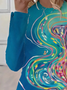 Damen Abstrakt Langarm T-Shirts T-Shirt Rundhals Print Lässig Frühling/Herbst T-Shirt mit Grafik Oberteile