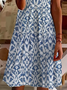 Damen Abstrakt Grafik Kurzarm Sommer Print Kleid V-Ausschnitt Täglich Lässig Midi Passen & Flare Kleid A-Linien-Kleid