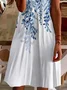 Damen Geblümt Kurzarm Sommer Print Kleid V-Ausschnitt Täglich Lässig Midi Passen & Flare Kleid A-Linien-Kleid