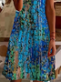 Damen Abstrakt Kurzarm Sommer Print Kleid V-Ausschnitt Täglich Lässig Midi Passen & Flare Kleid A-Linien-Kleid