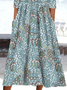 Damen Geblümt Halbarm Sommer Print Kleid Rundhals Täglich Lässig Maxikleid A-Linien-Kleid