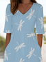 Damen Libelle V-Ausschnitt Halbarm Lässig Sommer Jumpsuit