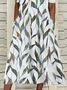 Damen Geblümt Halbarm Sommer Print Kleid Rundhals Täglich Lässig Maxikleid A-Linien-Kleid