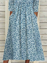 Damen Geblümt Halbarm Sommer Print Kleid Rundhals Täglich Lässig Maxikleid A-Linien-Kleid