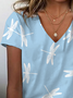 Damen Libelle Kurzarm T-Shirts T-Shirt V-Ausschnitt Print Lässig Sommer T-Shirt mit Grafik Oberteile
