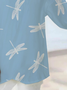 Damen Libelle Kurzarm Bluse Sommer Print V-Ausschnitt Täglich Lässig Oberteile