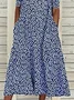Damen Geblümt Halbarm Sommer Print Kleid Rundhals Täglich Lässig Maxikleid A-Linien-Kleid