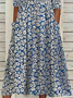 Damen Geblümt Halbarm Sommer Print Kleid Rundhals Täglich Lässig Maxikleid A-Linien-Kleid