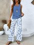 Damen Farbverlauf Zweiteiliges Set Täglich Ärmellos Lässig Sommer Bluse mit Hose Matching Set