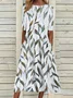 Damen Geblümt Halbarm Sommer Print Kleid Rundhals Täglich Lässig Maxikleid A-Linien-Kleid