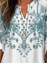 Damen Nationalität/ethn Halbarm Bluse Sommer Schalkragen Täglich Lässig Oberteile