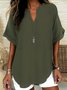 Damen Unifarben Halbarm Bluse Sommer Schalkragen Täglich Lässig Oberteile