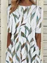Damen Geblümt Halbarm Sommer Print Kleid Rundhals Täglich Lässig Maxikleid A-Linien-Kleid