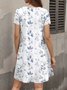 Damen Geblümt Kurzarm Sommer Kleid V-Ausschnitt Täglich Lässig Maxikleid A-Linien-Kleid
