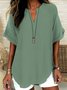 Damen Unifarben Halbarm Bluse Sommer Schalkragen Täglich Lässig Oberteile