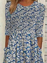 Damen Geblümt Halbarm Sommer Print Kleid Rundhals Täglich Lässig Maxikleid A-Linien-Kleid