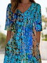 Damen Abstrakt V-Ausschnitt Halbarm Lässig Sommer Jumpsuit