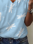 Damen Libelle Kurzarm T-Shirts T-Shirt V-Ausschnitt Print Lässig Sommer T-Shirt mit Grafik Oberteile