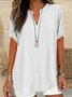 Damen Unifarben Halbarm Bluse Sommer Schalkragen Täglich Lässig Oberteile