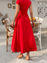 Damen Unifarben Kurzarm Sommer Kleid Asymmetrisch Täglich Lässig Maxikleid Tunika A-Linien-Kleid
