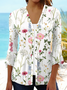 Damen Geblümt Frühling/Herbst Aufdecken Lässig Print Leicht Strickjacke