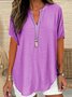 Damen Unifarben Halbarm Bluse Sommer Schalkragen Täglich Lässig Oberteile