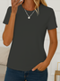 Damen Unifarben Kurzarm T-Shirts T-Shirt Rundhals Print Lässig Sommer Oberteile
