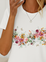 Damen Geblümt Kurzarm T-Shirts T-Shirt Rundhals Print Lässig Sommer T-Shirt mit Grafik Oberteile