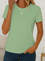 Damen Unifarben Kurzarm T-Shirts T-Shirt Rundhals Print Lässig Sommer Oberteile
