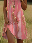 Damen Abstrakt Kurzarm Sommer Print Kleid Rundhals Täglich Lässig Mini Tunika H-Linie Kleid