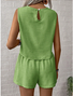 Damen Unifarben Zweiteiliges Set Täglich Ärmellos Lässig Sommer Bluse mit Hose Matching Set