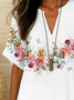 Damen Geblümt Kurzarm Bluse Sommer Print V-Ausschnitt Täglich Lässig Oberteile