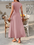 Damen Unifarben Kurzarm Sommer Kleid Asymmetrisch Täglich Lässig Maxikleid Tunika A-Linien-Kleid