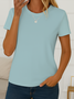 Damen Unifarben Kurzarm T-Shirts T-Shirt Rundhals Print Lässig Sommer Oberteile