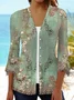 Damen Geblümt Frühling/Herbst Aufdecken Lässig Print Leicht Strickjacke