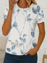 Damen Geblümt Kurzarm T-Shirts T-Shirt Rundhals Print Lässig Sommer T-Shirt mit Grafik Oberteile