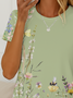 Damen Geblümt Kurzarm T-Shirts T-Shirt Rundhals Print Lässig Sommer T-Shirt mit Grafik Oberteile