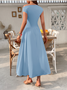 Damen Unifarben Kurzarm Sommer Kleid Asymmetrisch Täglich Lässig Maxikleid Tunika A-Linien-Kleid