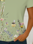 Damen Geblümt Kurzarm T-Shirts T-Shirt Rundhals Print Lässig Sommer T-Shirt mit Grafik Oberteile