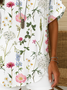 Damen Geblümt Kurzarm Bluse Sommer Print V-Ausschnitt Täglich Lässig Oberteile
