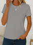 Damen Unifarben Kurzarm T-Shirts T-Shirt Rundhals Print Lässig Sommer Oberteile