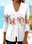 Damen Geblümt Frühling/Herbst Aufdecken Lässig Print Leicht Strickjacke