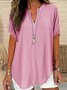 Damen Unifarben Halbarm Bluse Sommer Schalkragen Täglich Lässig Oberteile