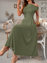 Damen Unifarben Kurzarm Sommer Kleid Asymmetrisch Täglich Lässig Maxikleid Tunika A-Linien-Kleid
